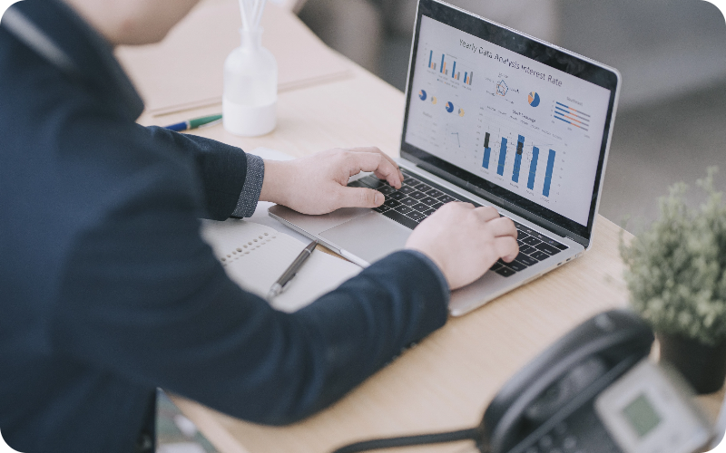 Man looking at accounting errors on computer