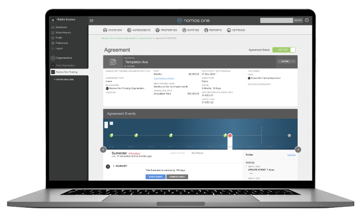 Nomos One lease management on laptop